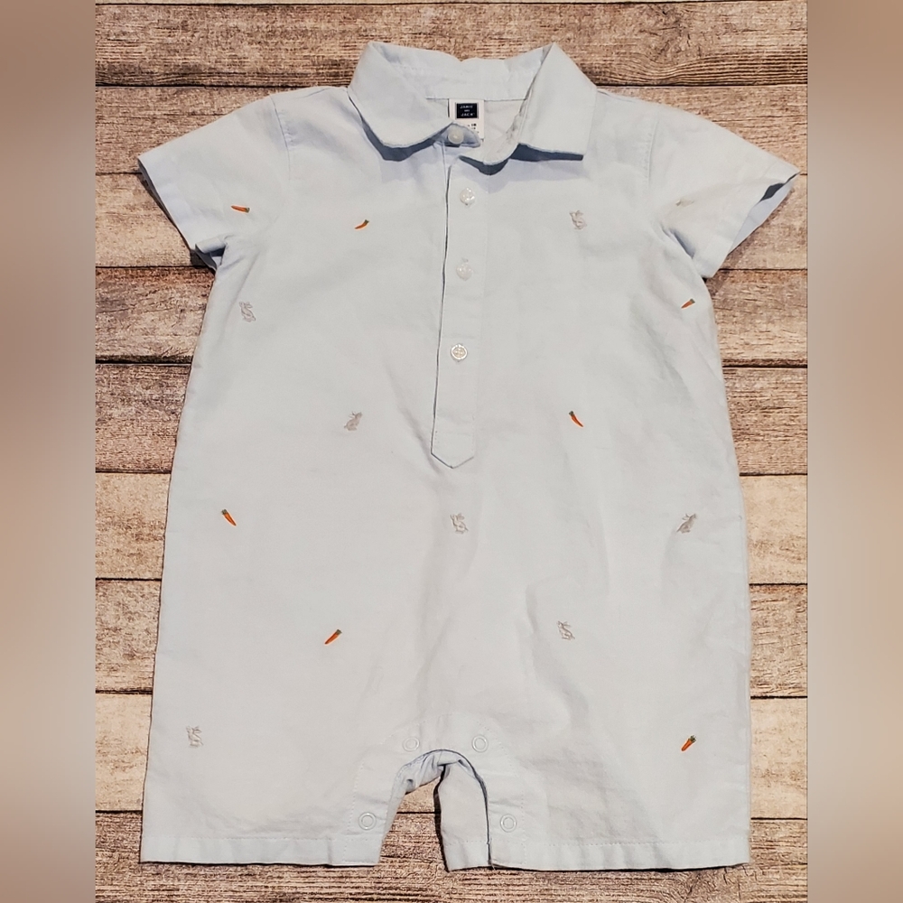 Janie and Jack Bunny Rabbit & Carrot Easter Romper Boys 12-18M VGUC